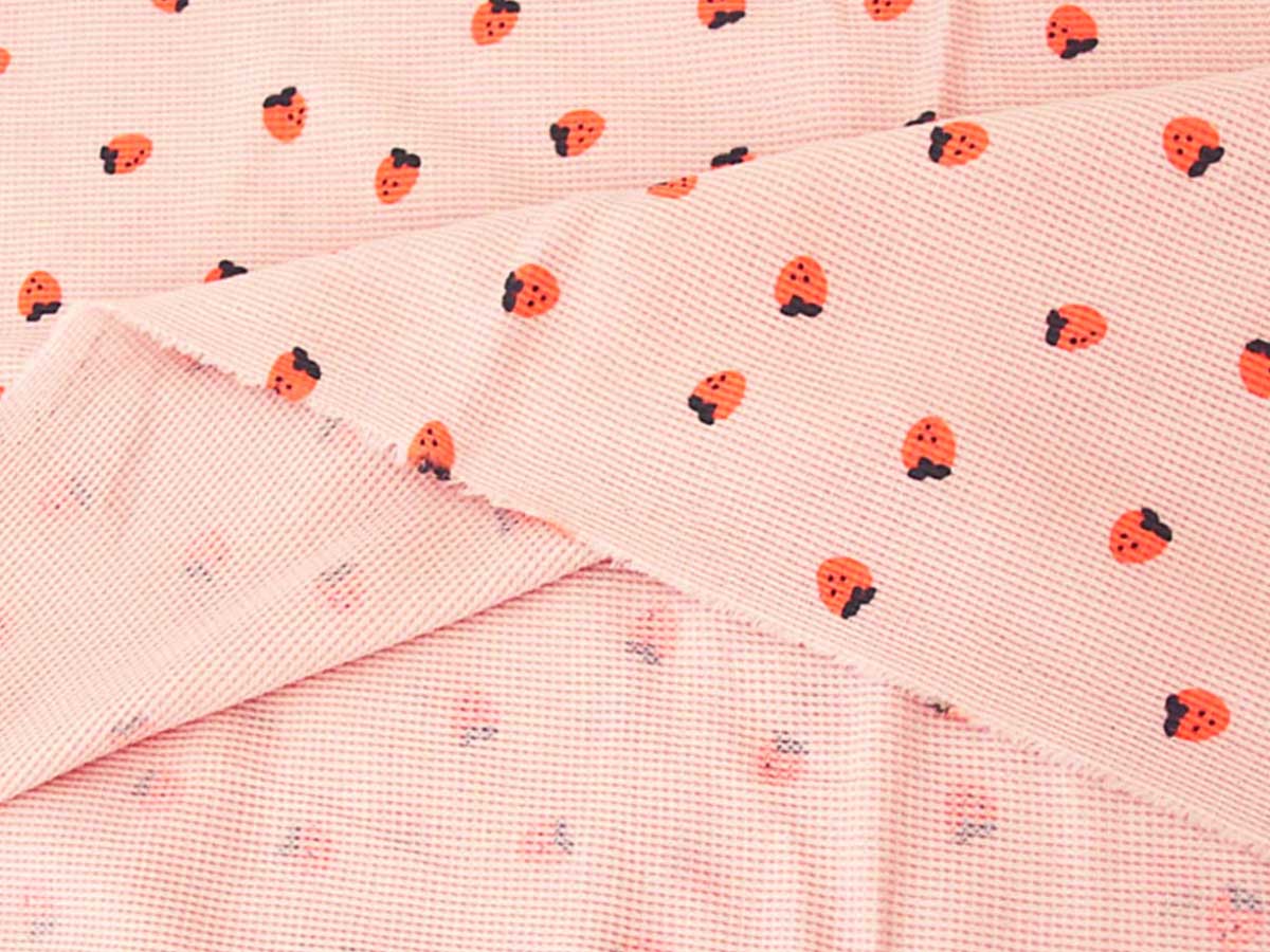 Summer Cotton Waffle Spandex fabric [Fluorescent strawberry]